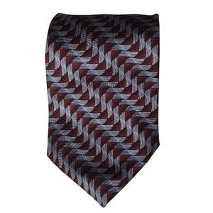 Jhane‎ Barnes 100% Silk Necktie Geometric Red Gray Blue